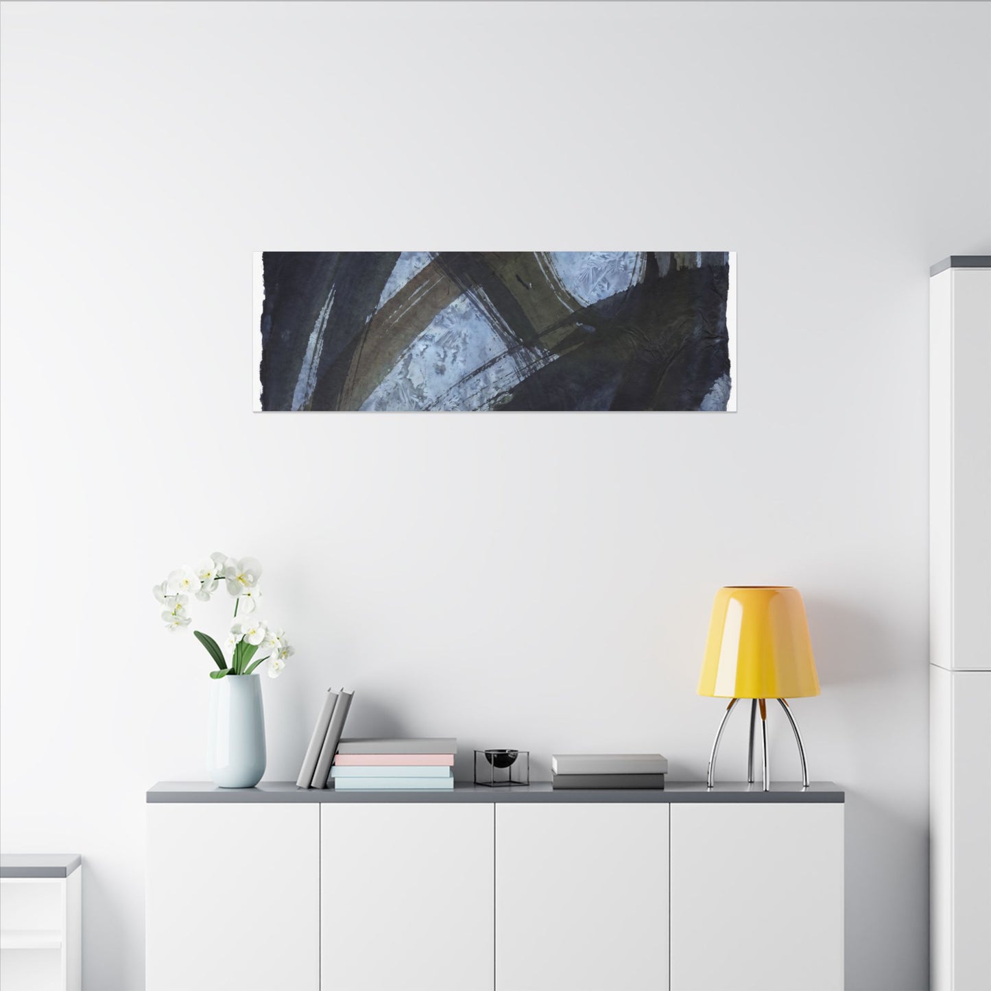 Ink Brushstroke Canvas Art | Winter Dark Japandi Shadow Zen Art