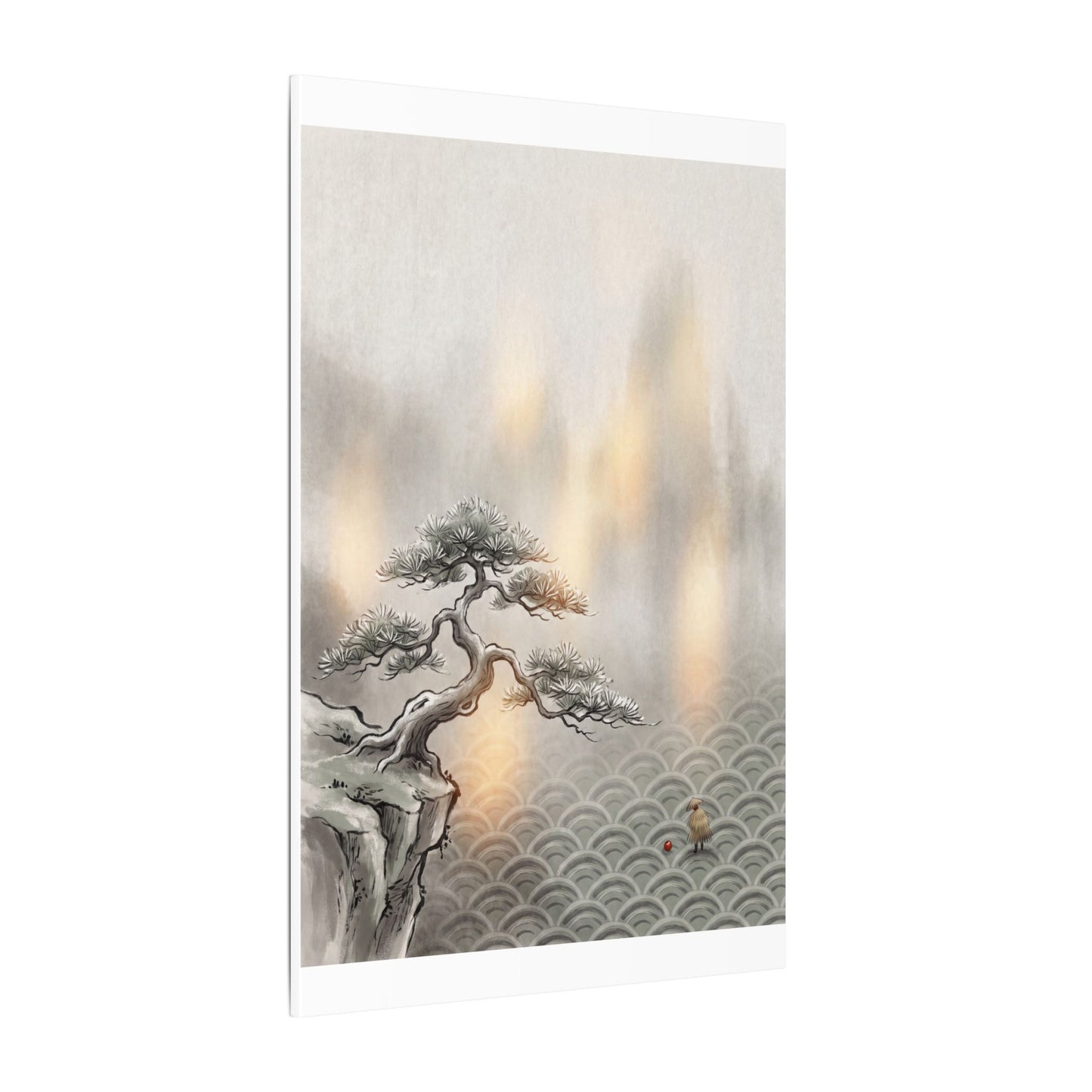 Pine Tree Canvas Art | Winter Japandi Japanese Pattern Art