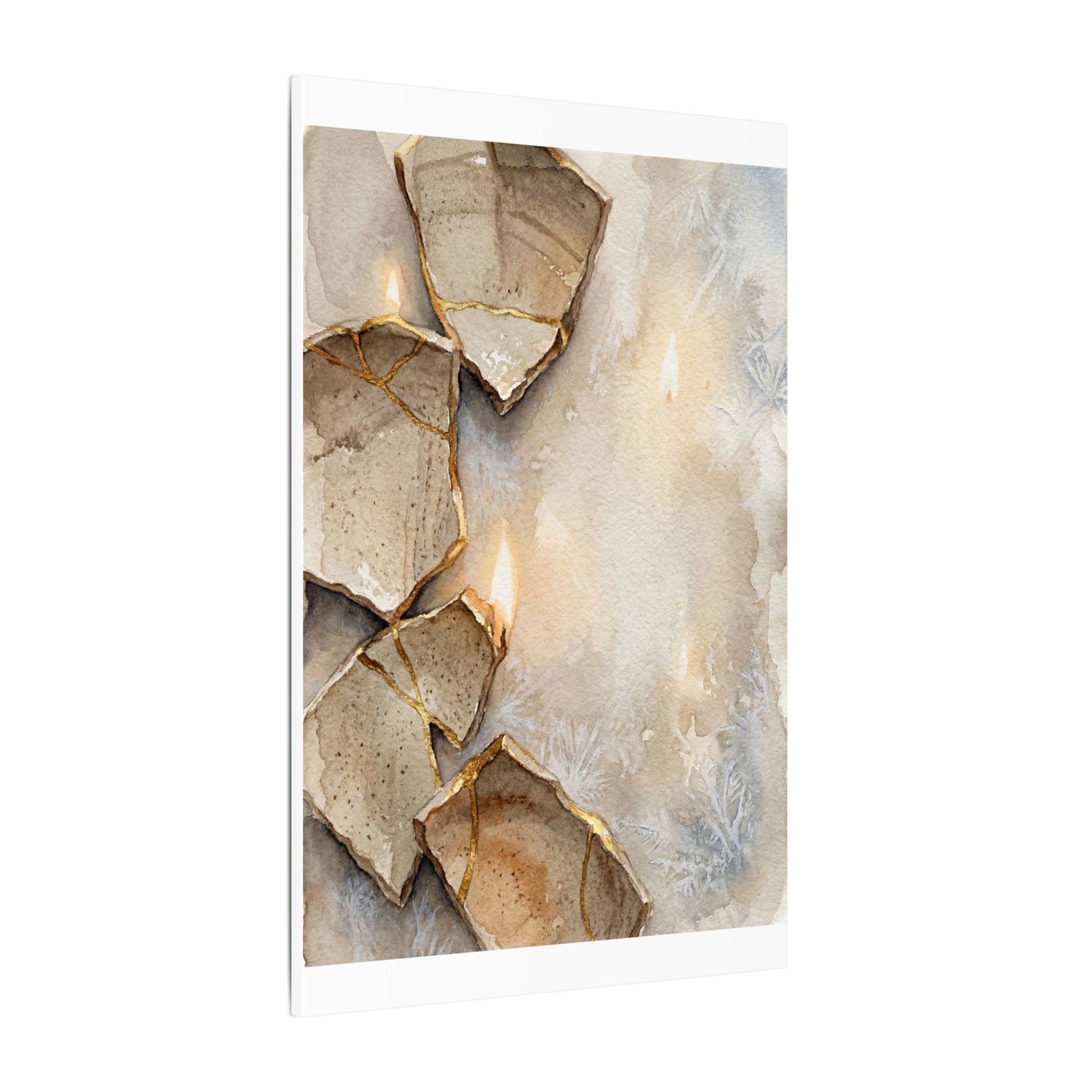 Broken Pottery Winter Canvas Art | Japandi Warm Design
