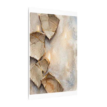 Broken Pottery Winter Canvas Art | Japandi Warm Design