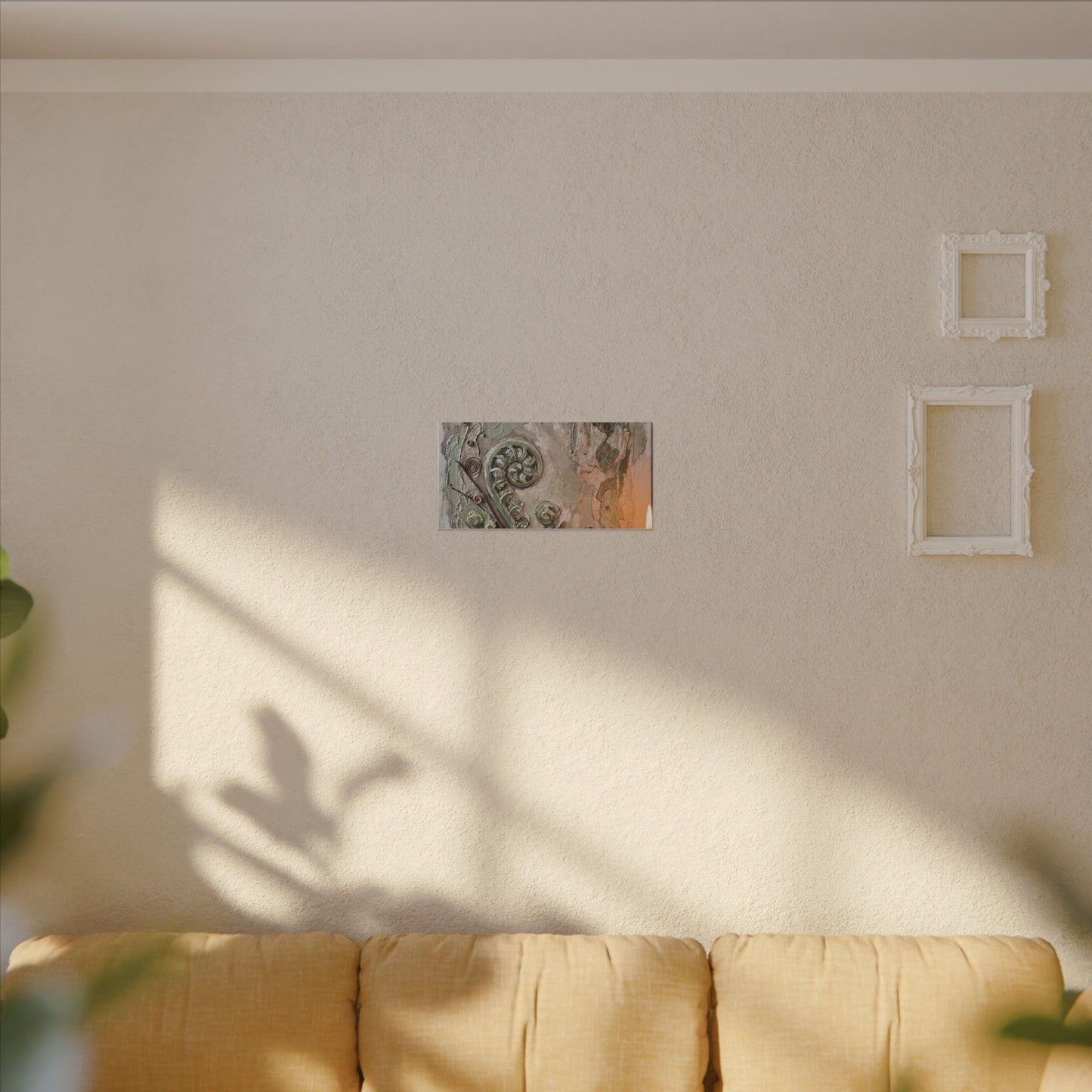 Japandi Fern Unfurling in Candlelight | Texture Canvas Art