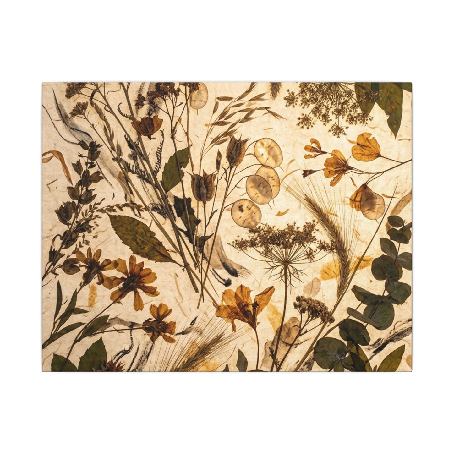 Dried Flowers Summer Canvas Art | Japandi Neutral Design