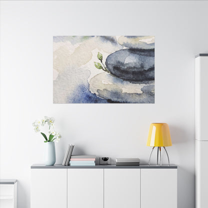 River Stones Watercolor Canvas Art | Cozy Japandi Art