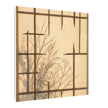Shoji Screen Canvas Art | Winter Japandi Minimal Line Art