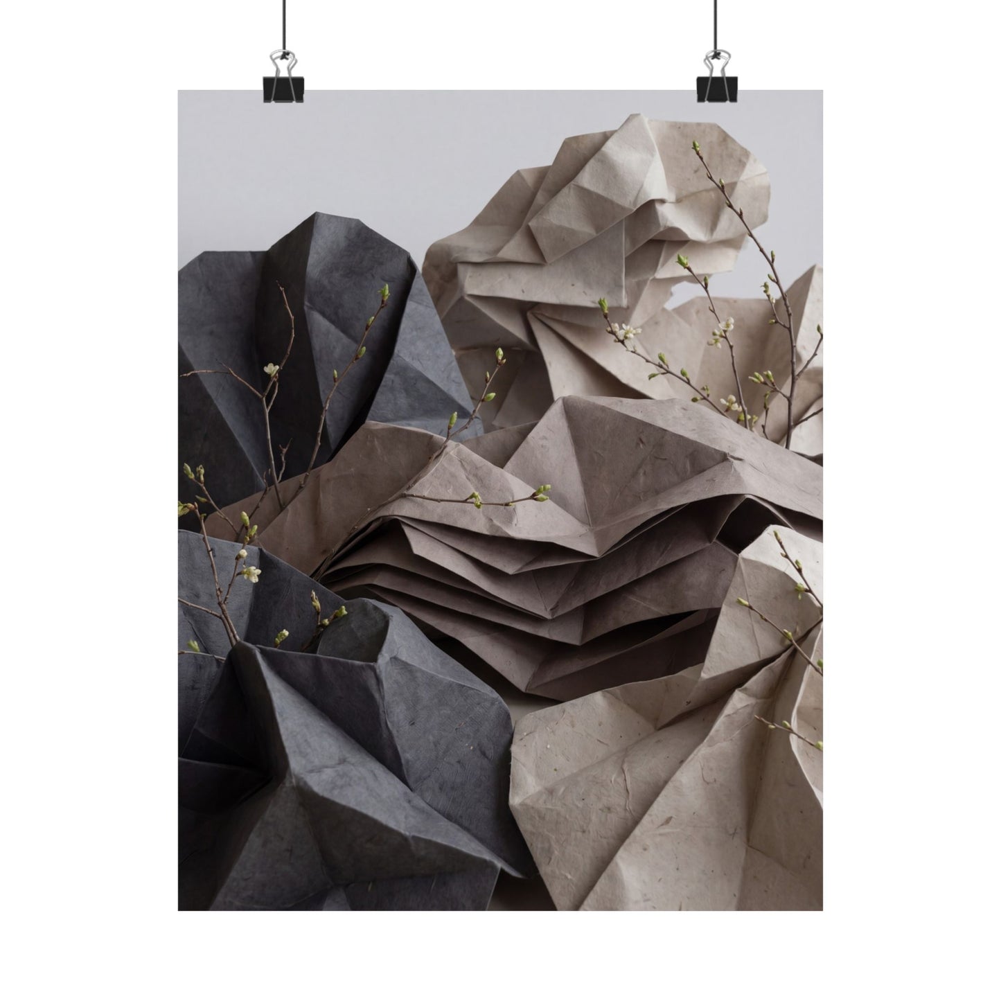 Paper Fold Texture Wall Art Print | Earthy Japandi Art