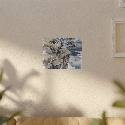 Pine Tree Canvas Art | Winter Japandi Watercolor Art