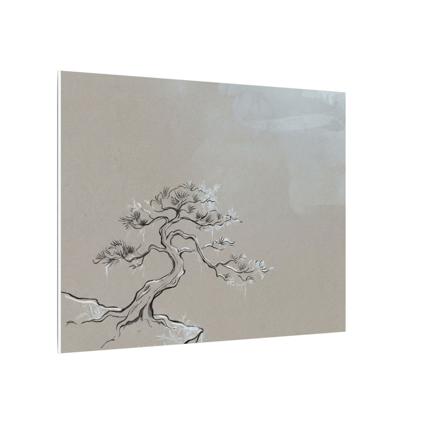 Pine Tree Minimal Line Canvas Art | Warm Japandi Art