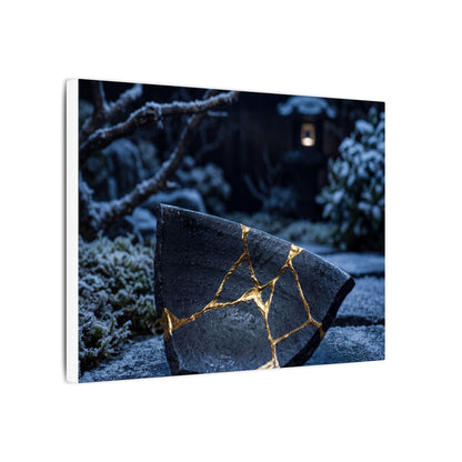Moonlit Garden Winter Canvas Art | Kintsugi Artful Design