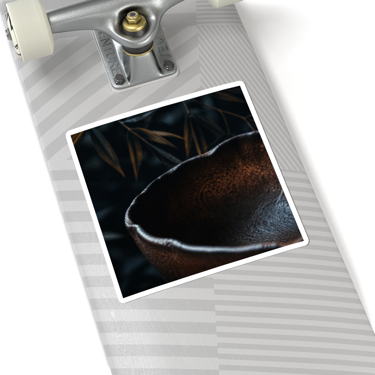 Ceramic Bowl Shadow Zen Sticker | Moody Dark Japandi Art