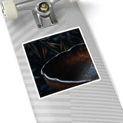 Ceramic Bowl Shadow Zen Sticker | Moody Dark Japandi Art