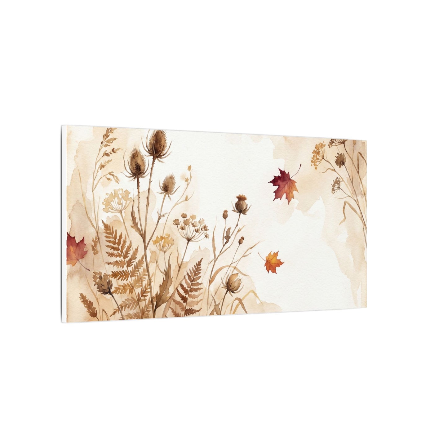 Dried Flowers Canvas Art | Autumn Japandi Watercolor Art