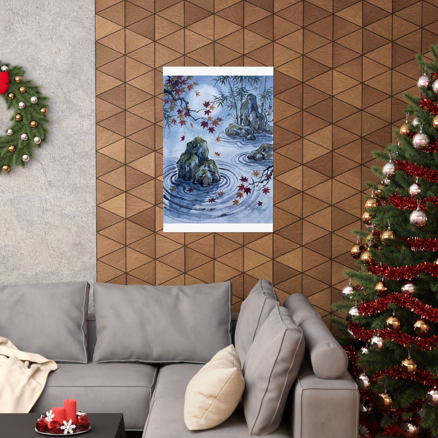 Rock Garden Sumi E Wall Art Print | Peaceful Zen Art