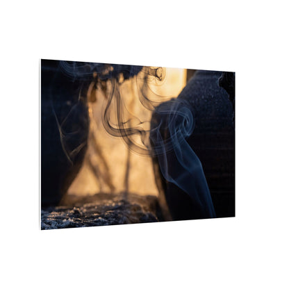 Incense Smoke Canvas Art | Winter Dark Japandi Shadow Zen Art