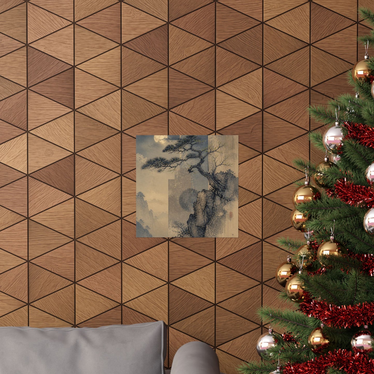 Ma Pine Tree Wall Art Print - Japandi Japanese Pattern