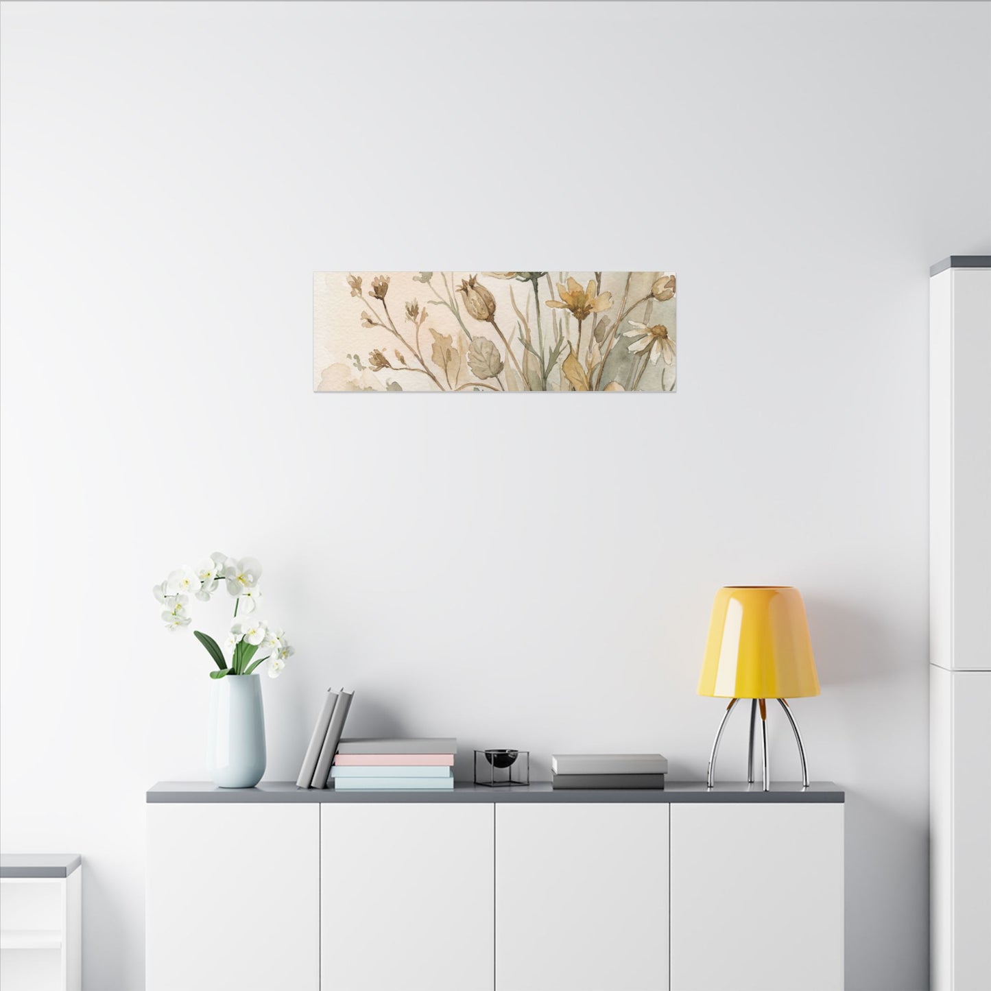 Summer Dried Flowers Watercolor Canvas Art | Elegant Decor