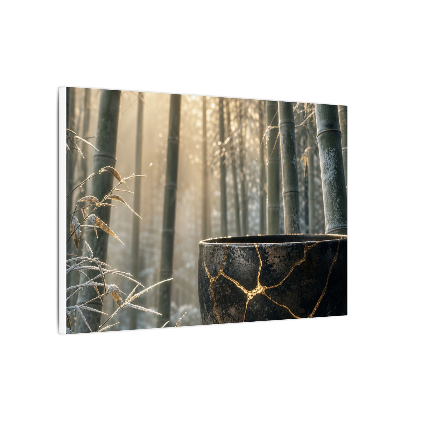 Fukinsei Bamboo Grove Canvas Art - Kintsugi Gold Repair