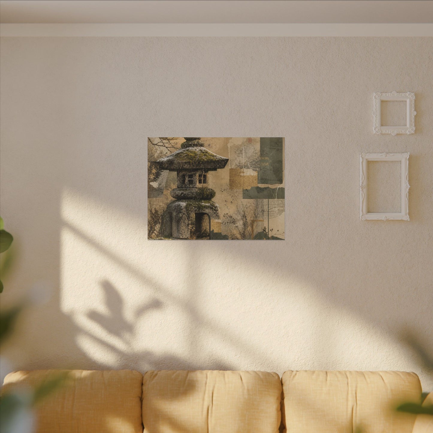 Elegant Stone Lantern Canvas Art - Texture Japandi