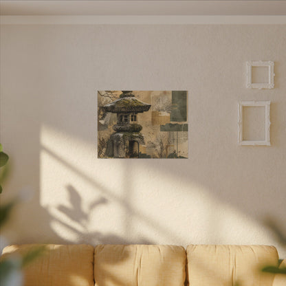 Elegant Stone Lantern Canvas Art - Texture Japandi