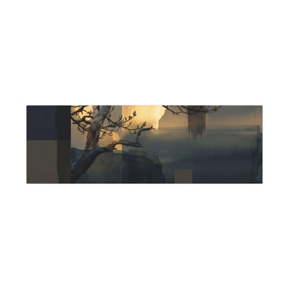 Golden Hour Pine Tree Canvas Art - Dark Japandi Kanso