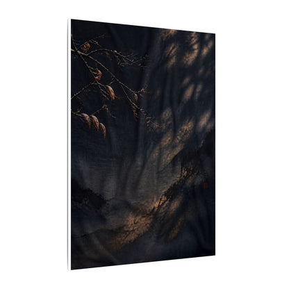 Atmospheric Silk Drape Canvas Art - Charcoal Ink Dark Japandi