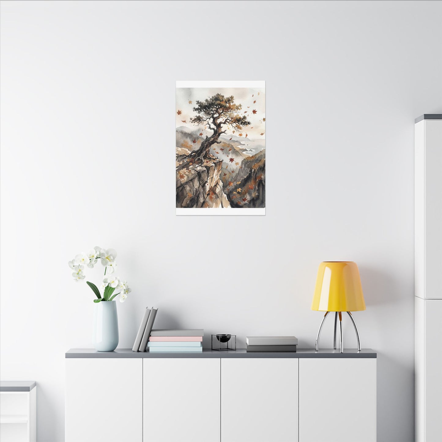 Autumn Pine Tree Watercolor Canvas Art | Warm Decor