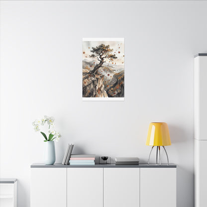 Autumn Pine Tree Watercolor Canvas Art | Warm Decor