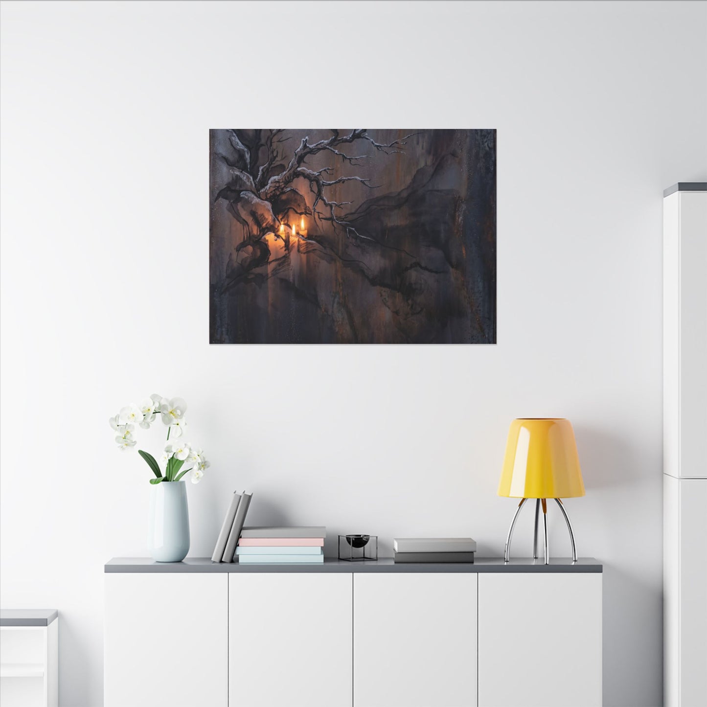 Winter Rust Patina Charcoal Ink Canvas Art | Atmospheric Decor