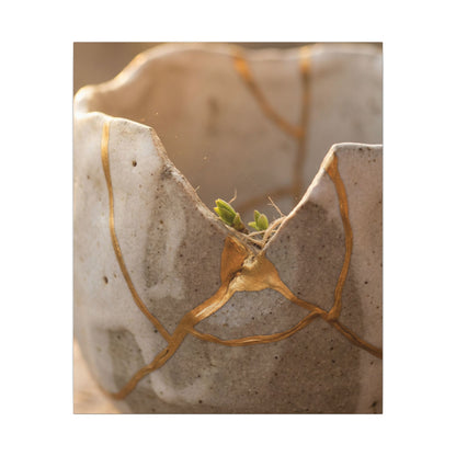 Golden Hour Broken Pottery Canvas Art - Japandi Kanso