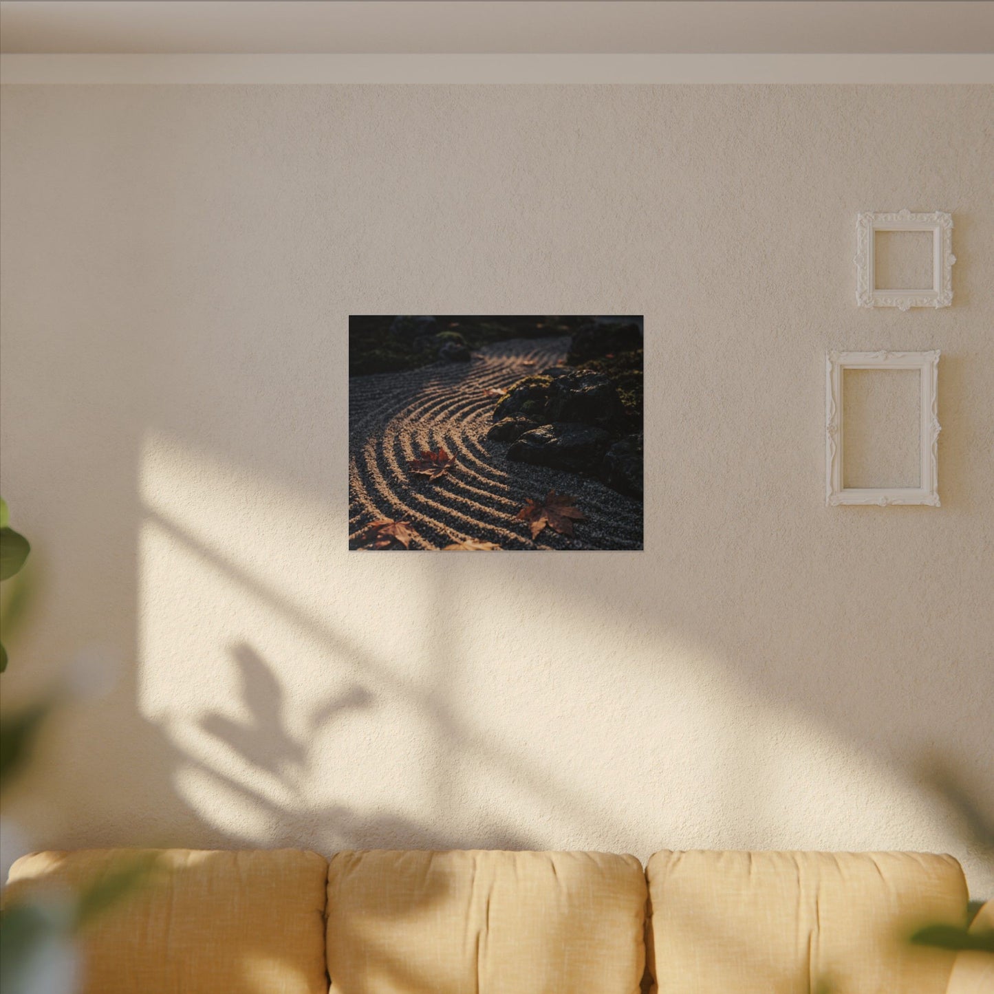 Rock Garden Moody Minimal Canvas Art | Bold Dark Japandi Art