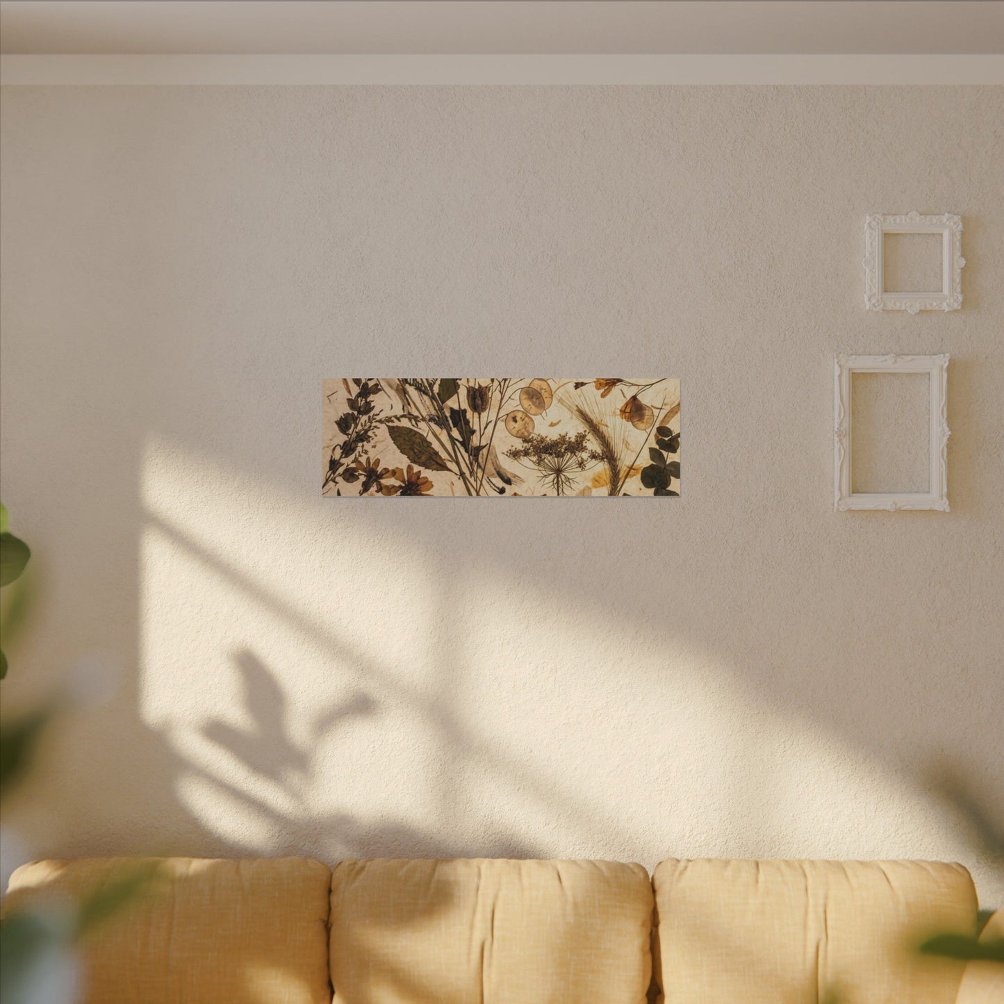 Dried Flowers Summer Canvas Art | Japandi Neutral Design