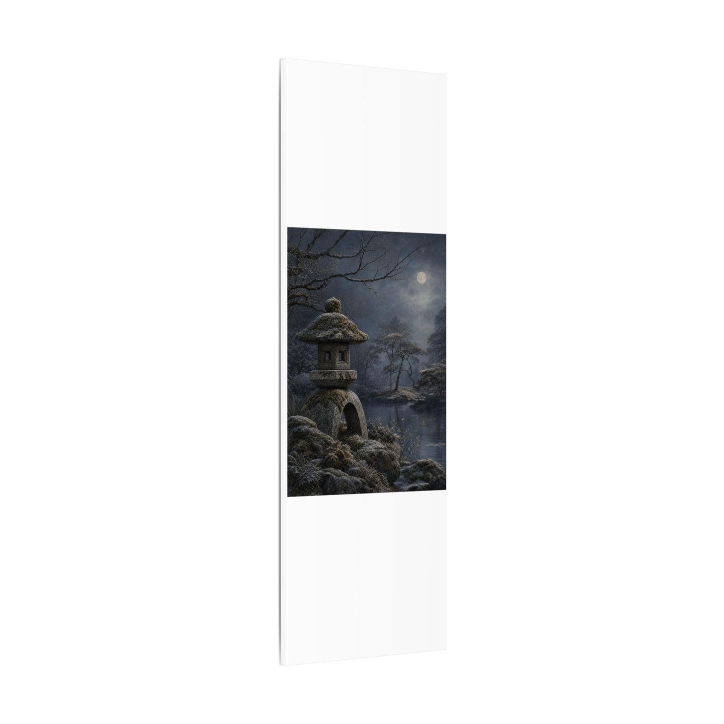 Stone Lantern Canvas Art | Winter Japandi Japanese Pattern Art