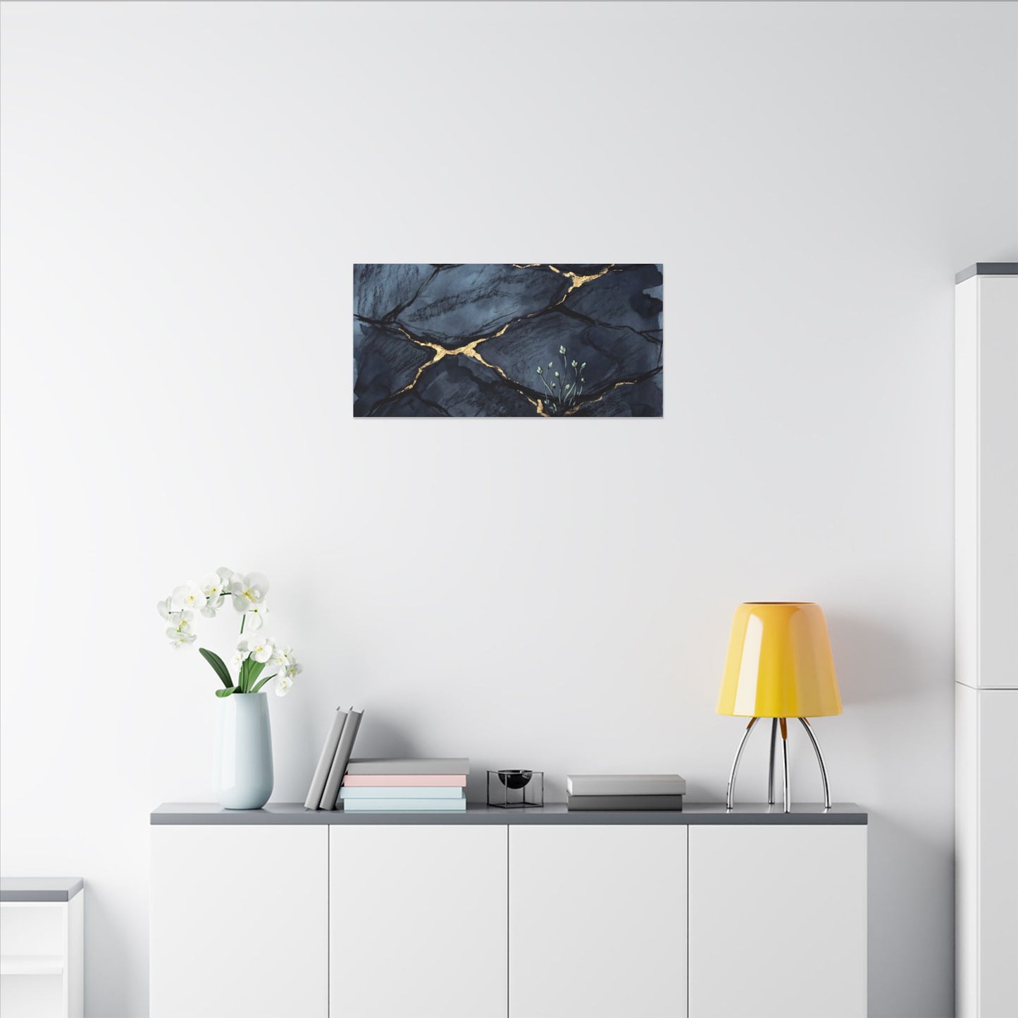 Mono No Aware Cracked Earth Canvas Art - Dark Japandi Charcoal Ink