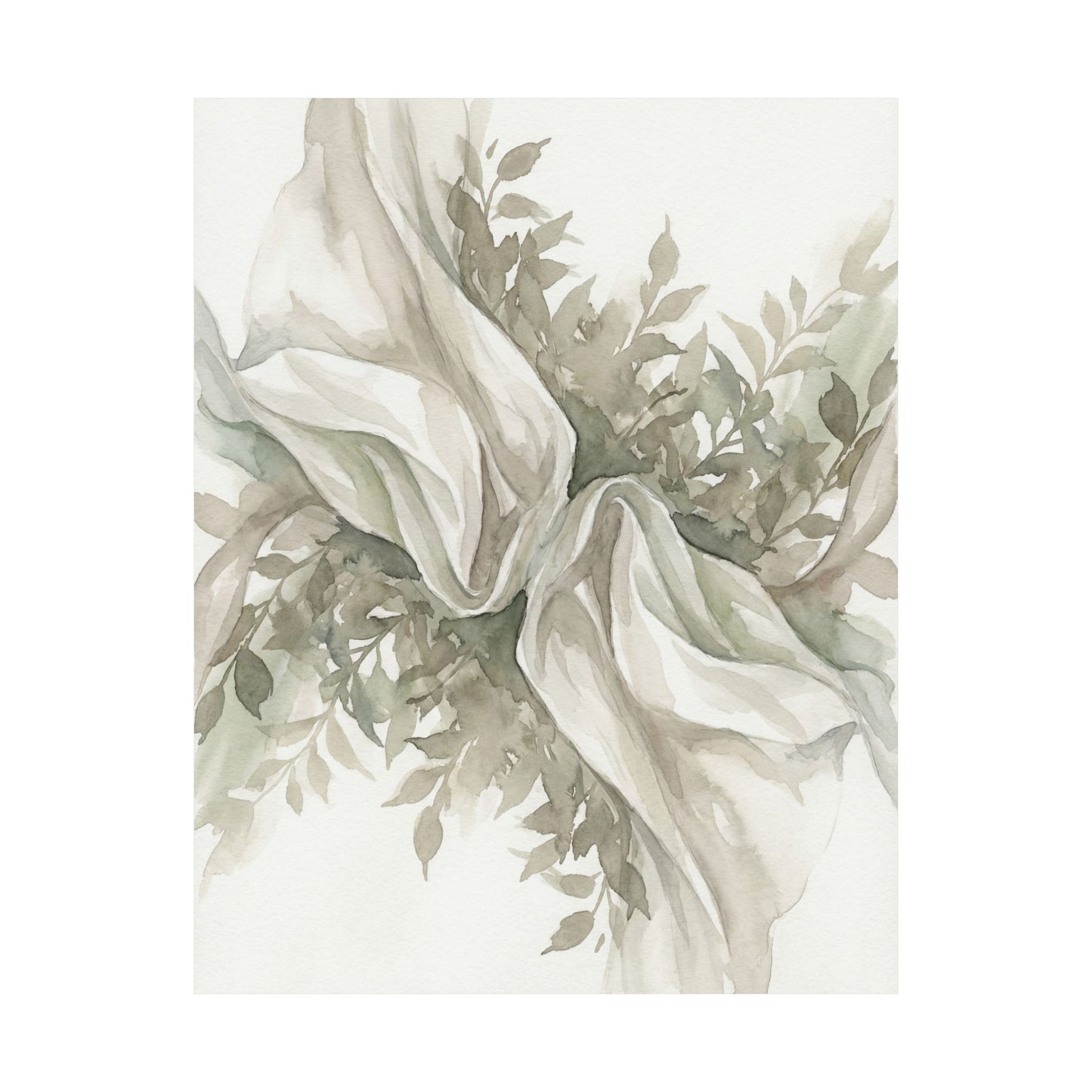 Silk Drape Watercolor Wall Art Print | Elegant Japandi Art