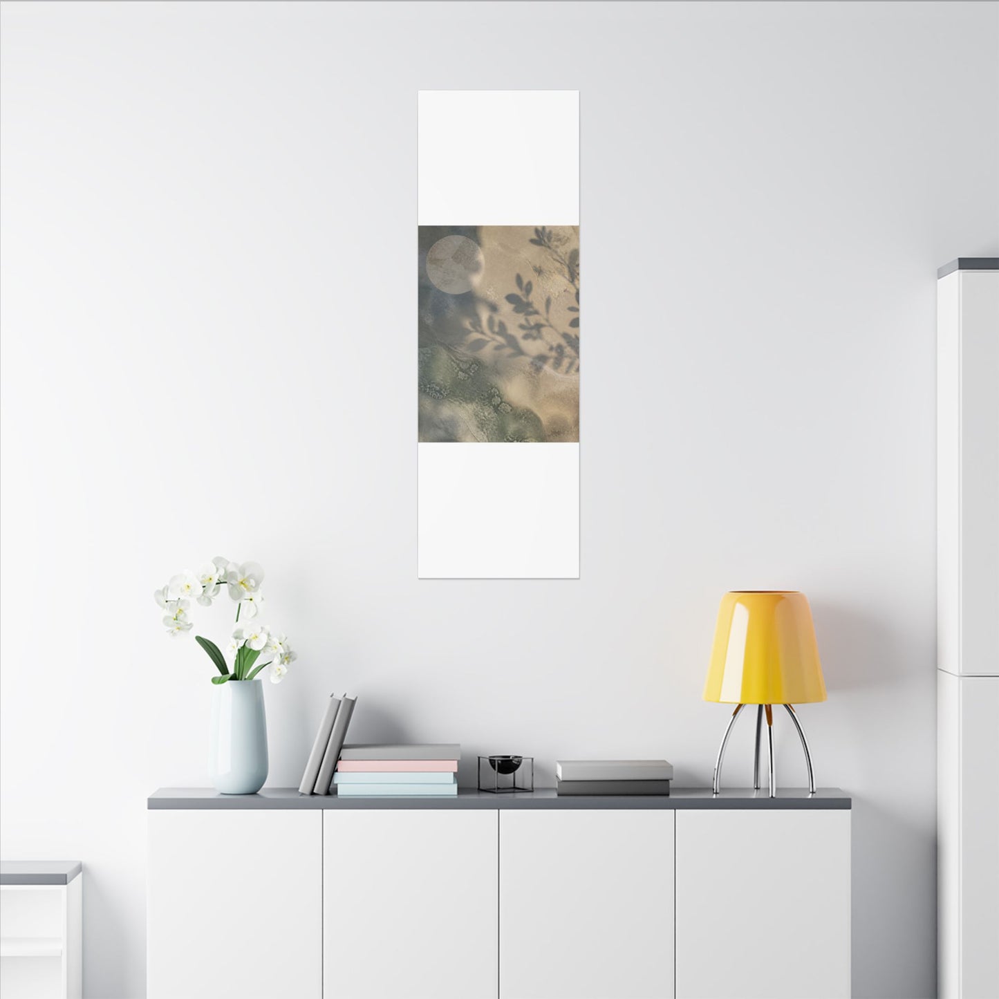 Japandi Shadow Play in Moonlight | Texture Canvas Art
