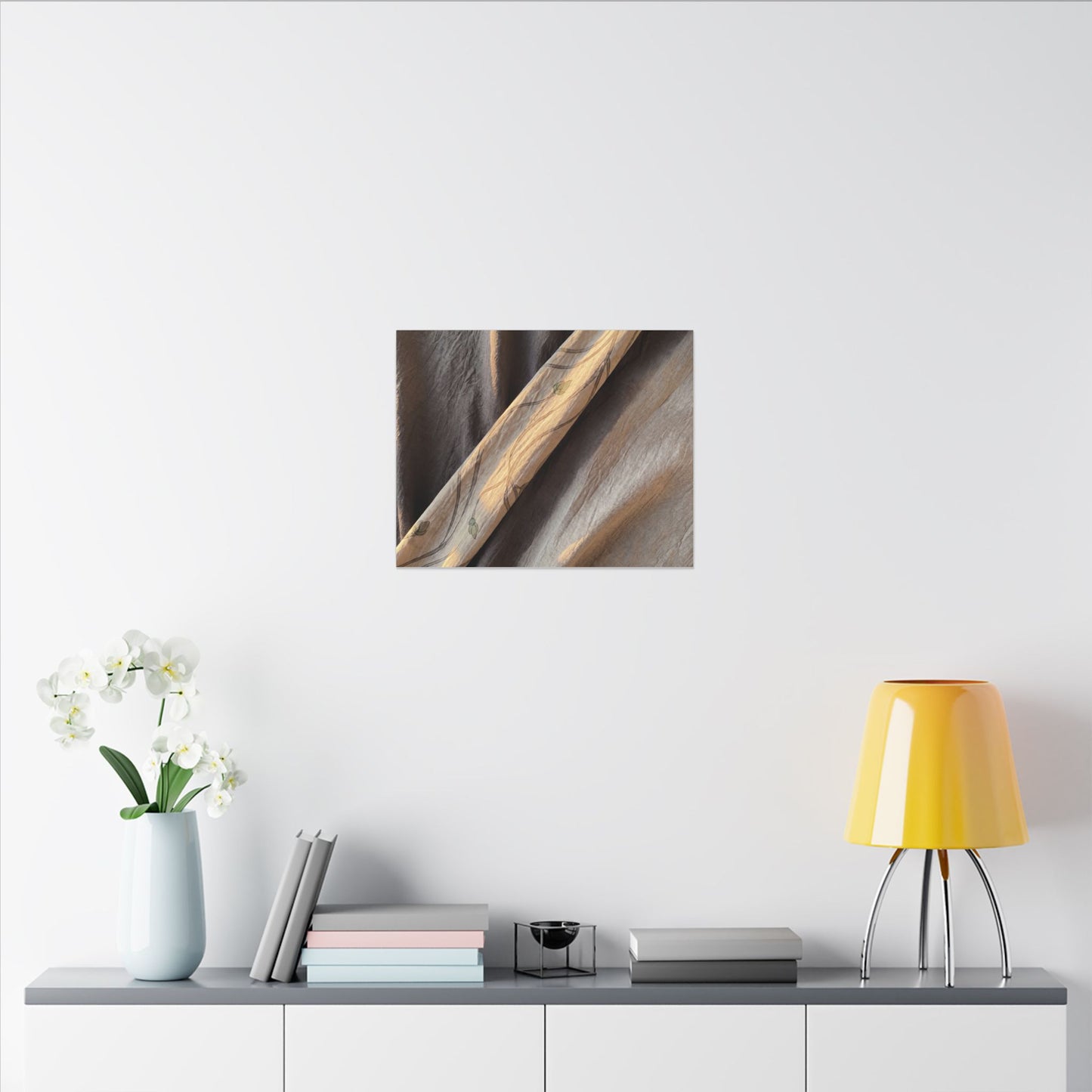Warm Silk Drape Canvas Art - Japanese Pattern Japandi