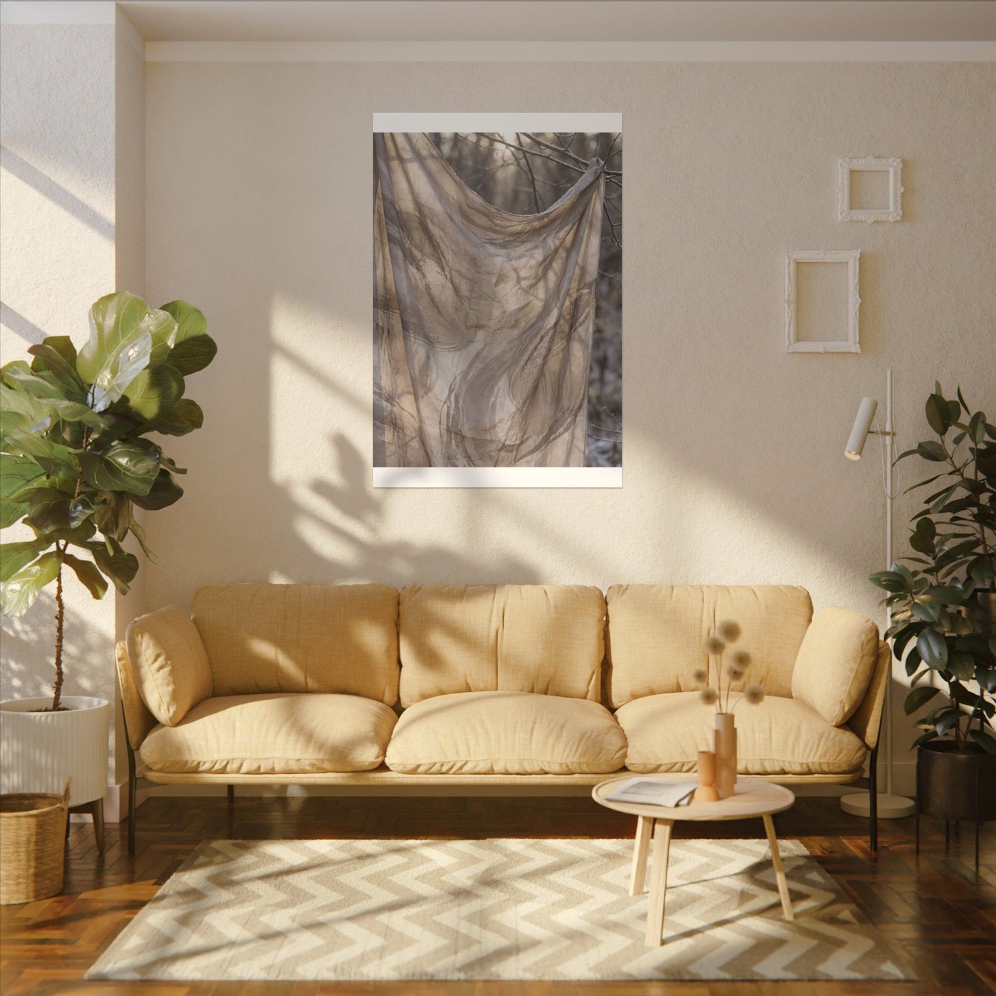 Ma Silk Drape Canvas Art - Japandi Japanese Pattern