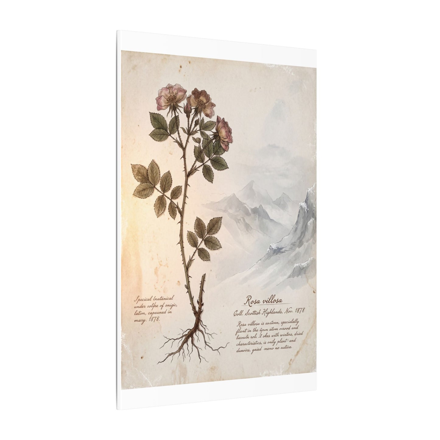 Winter Mountain Mist Herbarium Canvas Art | Earthy Decor