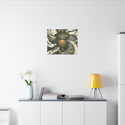 Zen Stone Lantern in Candlelight | Ukiyo E Inspired Canvas Art