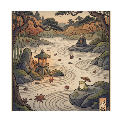 Tranquil Rock Garden Wall Art Print - Ukiyo E Inspired Zen