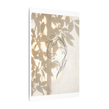 Warm Shoji Screen Canvas Art - Minimal Line Japandi