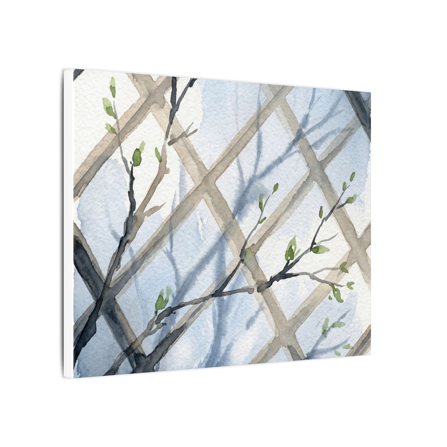 Shoji Screen Canvas Art | Spring Japandi Watercolor Art