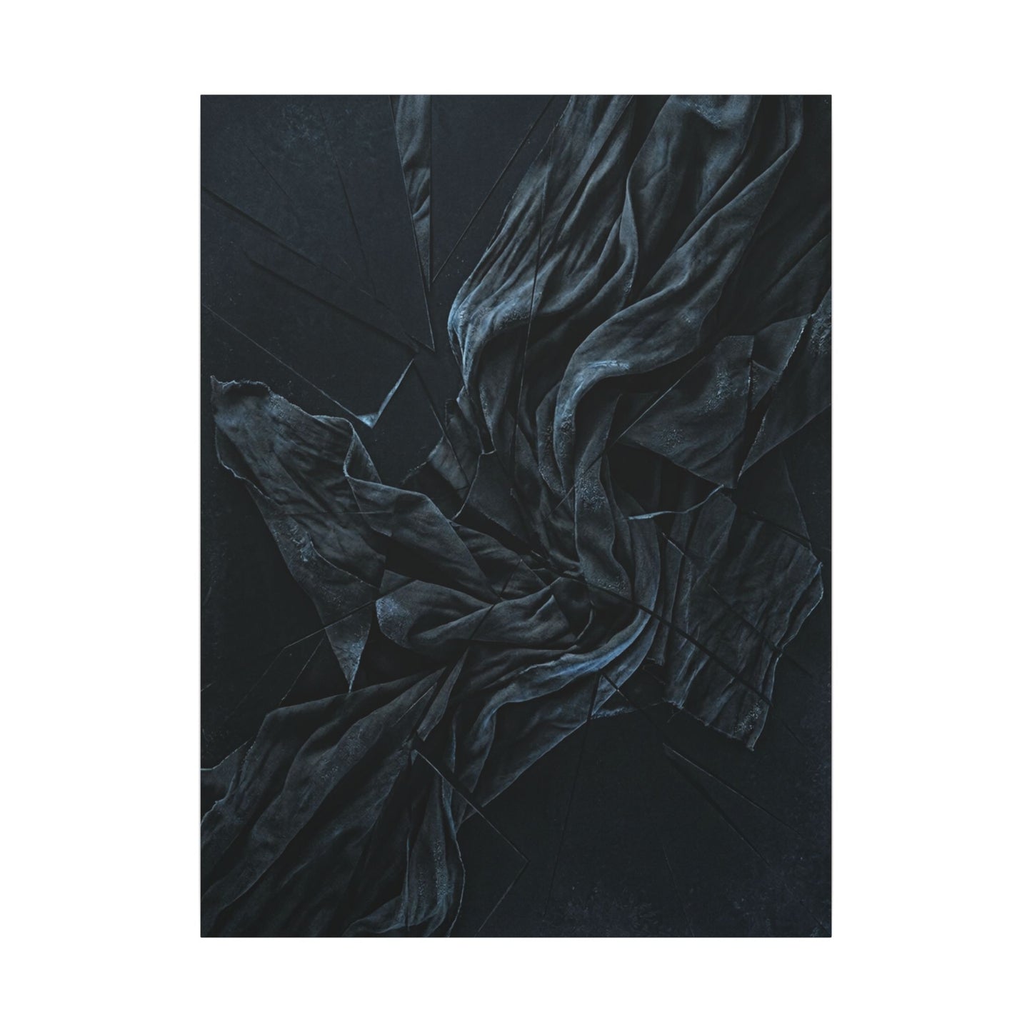 Dark Japandi Silk Drape in Moonlight | Moody Minimal Canvas Art