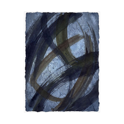 Ink Brushstroke Winter Wall Art Print | Dark Japandi Bold Design