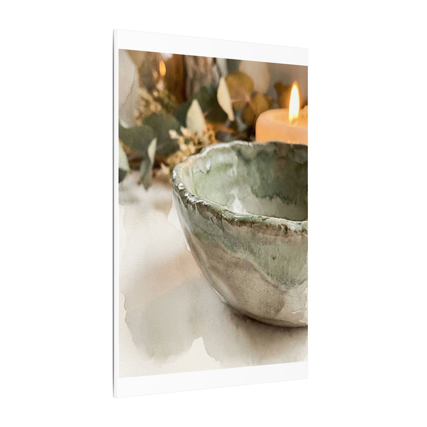Ceramic Bowl Canvas Art | Summer Japandi Watercolor Art
