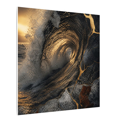 Kanso Ocean Wave Canvas Art - Kintsugi Gold Vein
