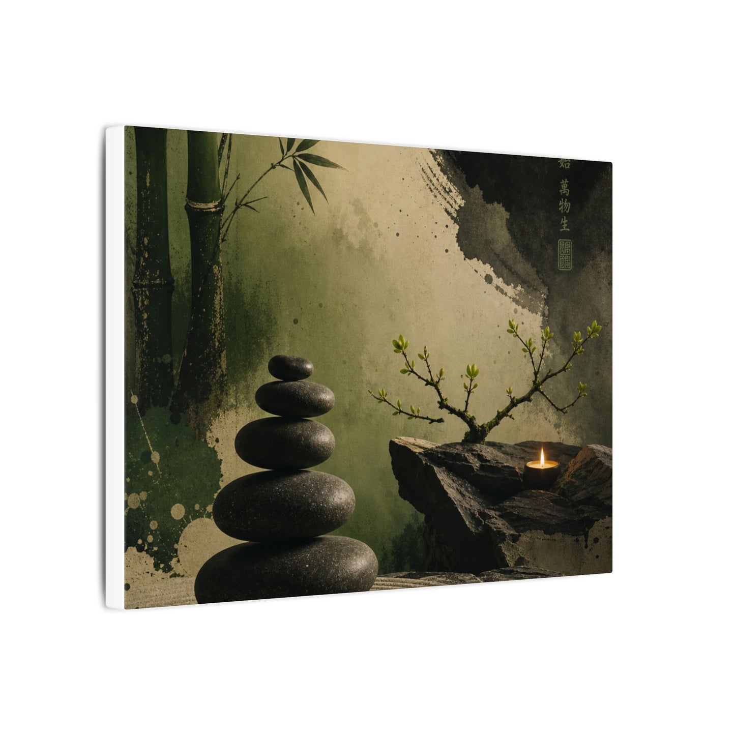 River Stones Spring Canvas Art | Zen Contemplative Design