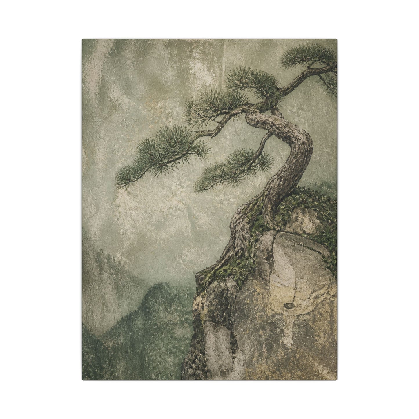 Fukinsei Pine Tree Canvas Art - Japandi Texture
