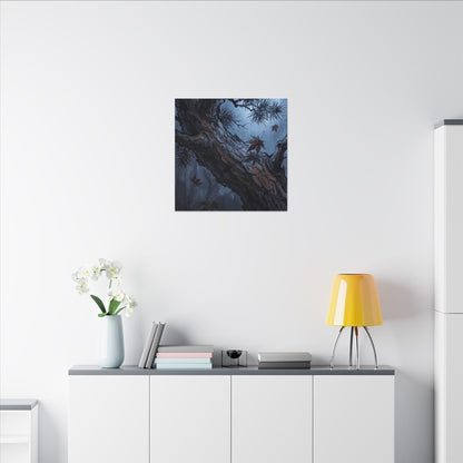 Atmospheric Pine Tree Canvas Art - Shadow Zen Dark Japandi