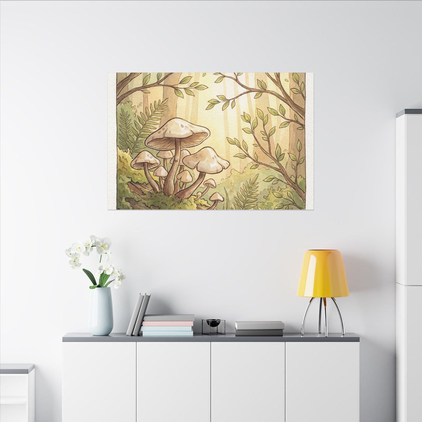 Spring Wild Mushrooms Mushroom Illustration Canvas Art | Cozy Decor