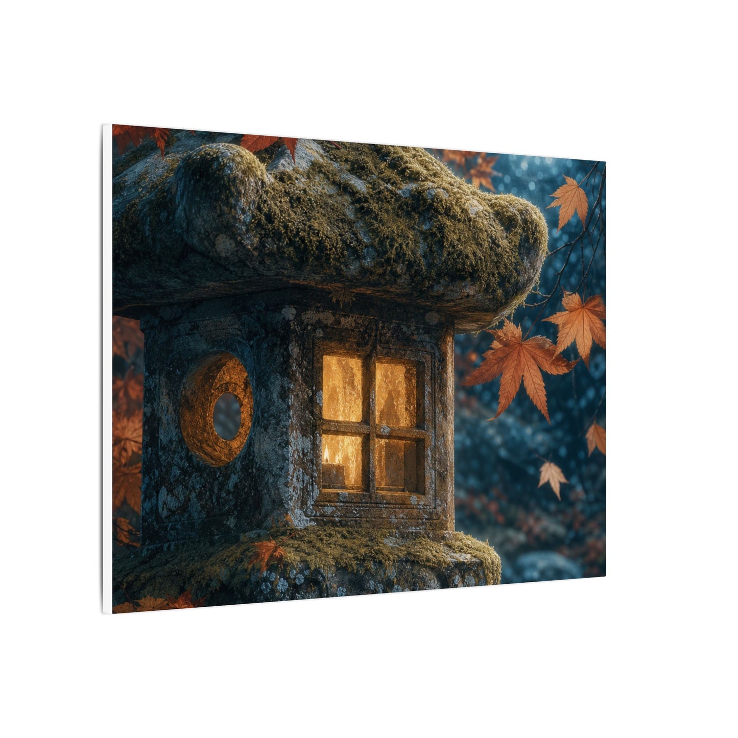 Autumn Stone Lantern Forest Whimsy Canvas Art | Earthy Decor